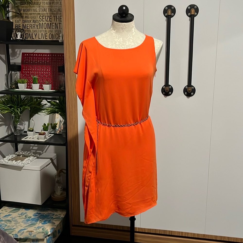 Halston Heritage asymmetrical dress with belt XS